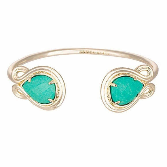 KENDRA SCOTT Andy Turquoise Cuff Bracelet in Gold - Picture 1 of 8
